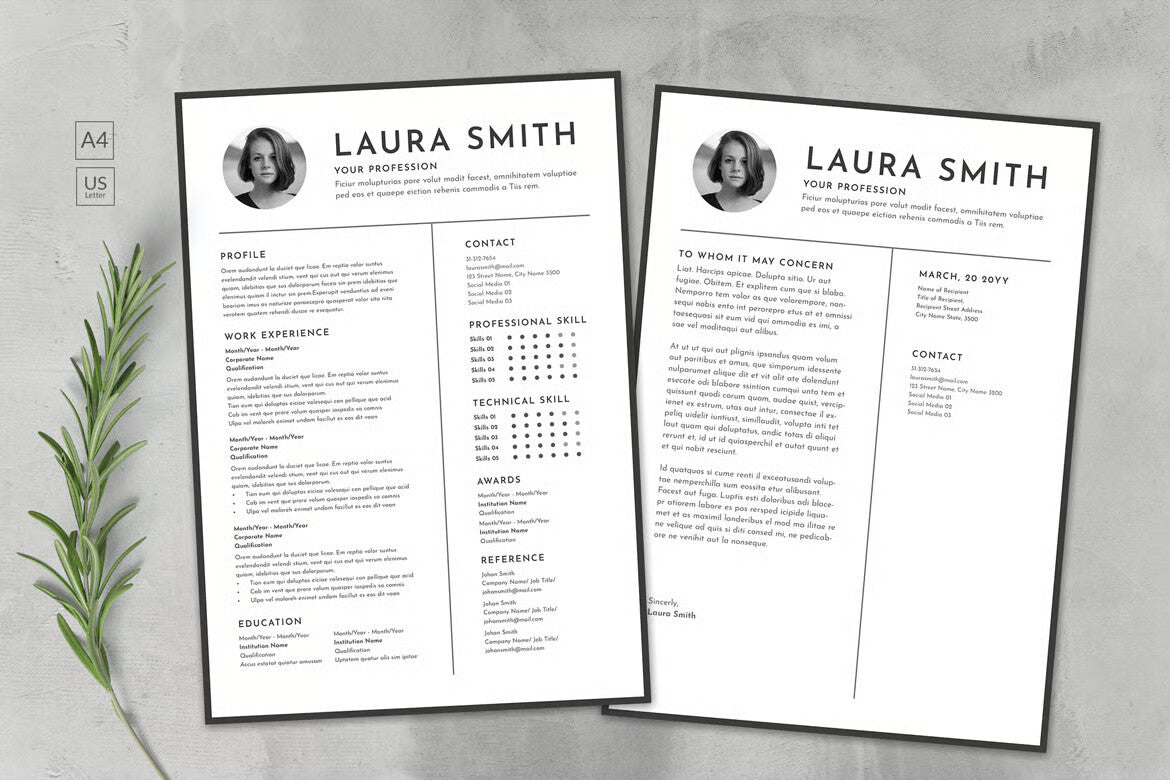 Monochrome Clean CV & Resume