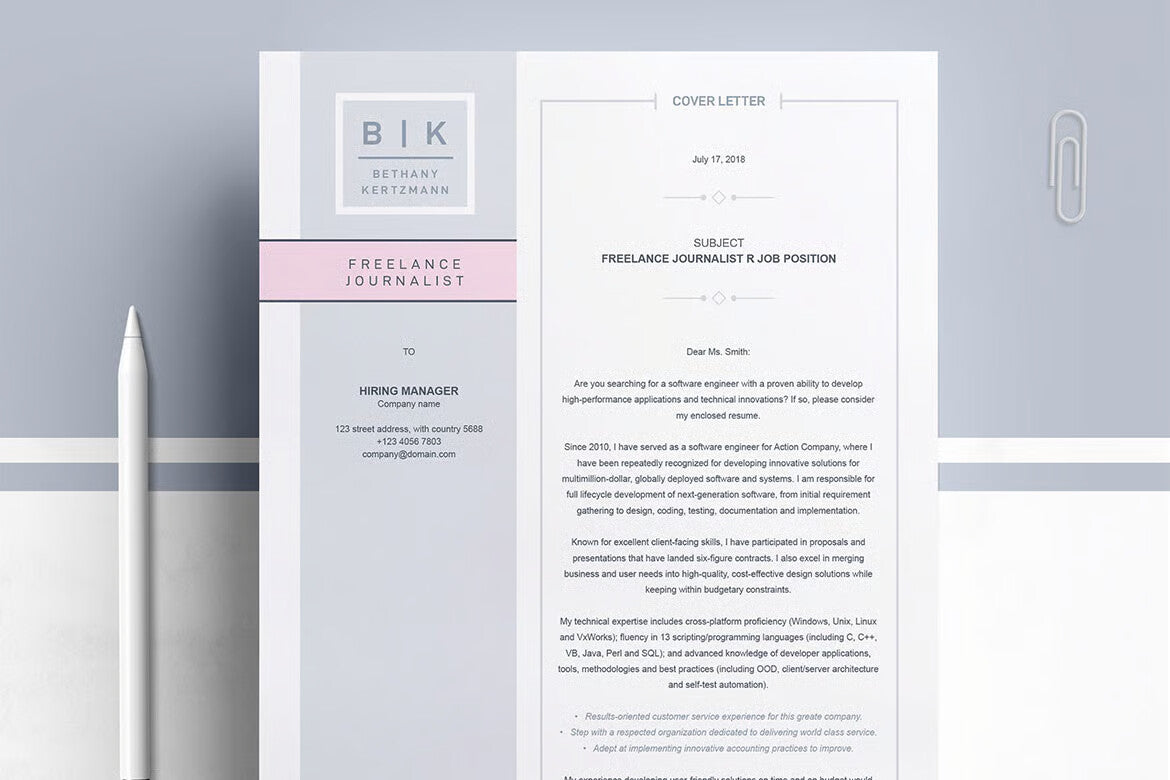 Resume Design for Freelance and Journalist