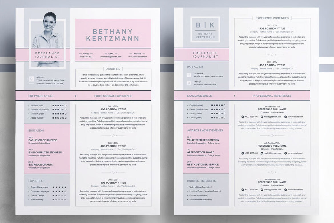 Resume Design for Freelance and Journalist