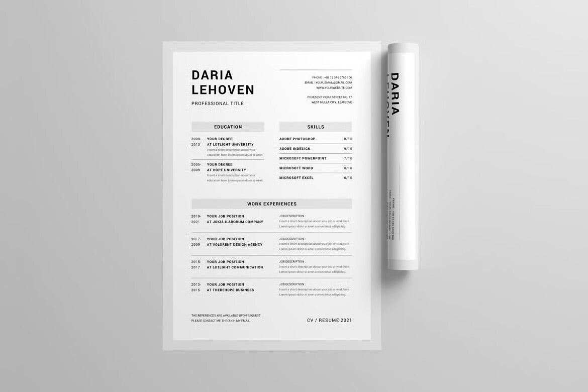 CV  MS Word & Indesign