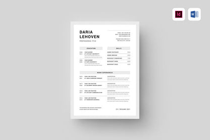 CV  MS Word & Indesign