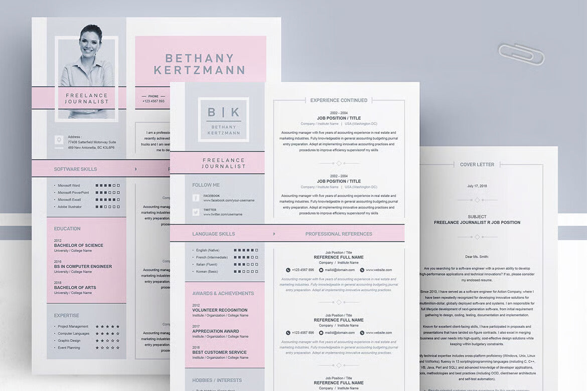 Resume Design for Freelance and Journalist