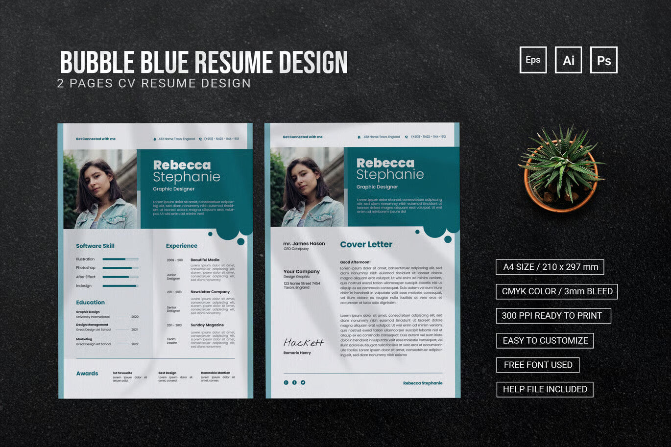 Bubble Blue - CV Resume