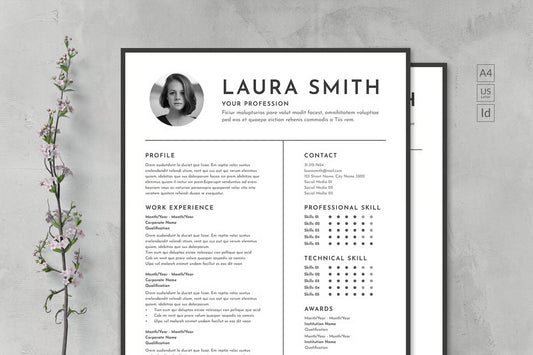 Monochrome Clean CV & Resume